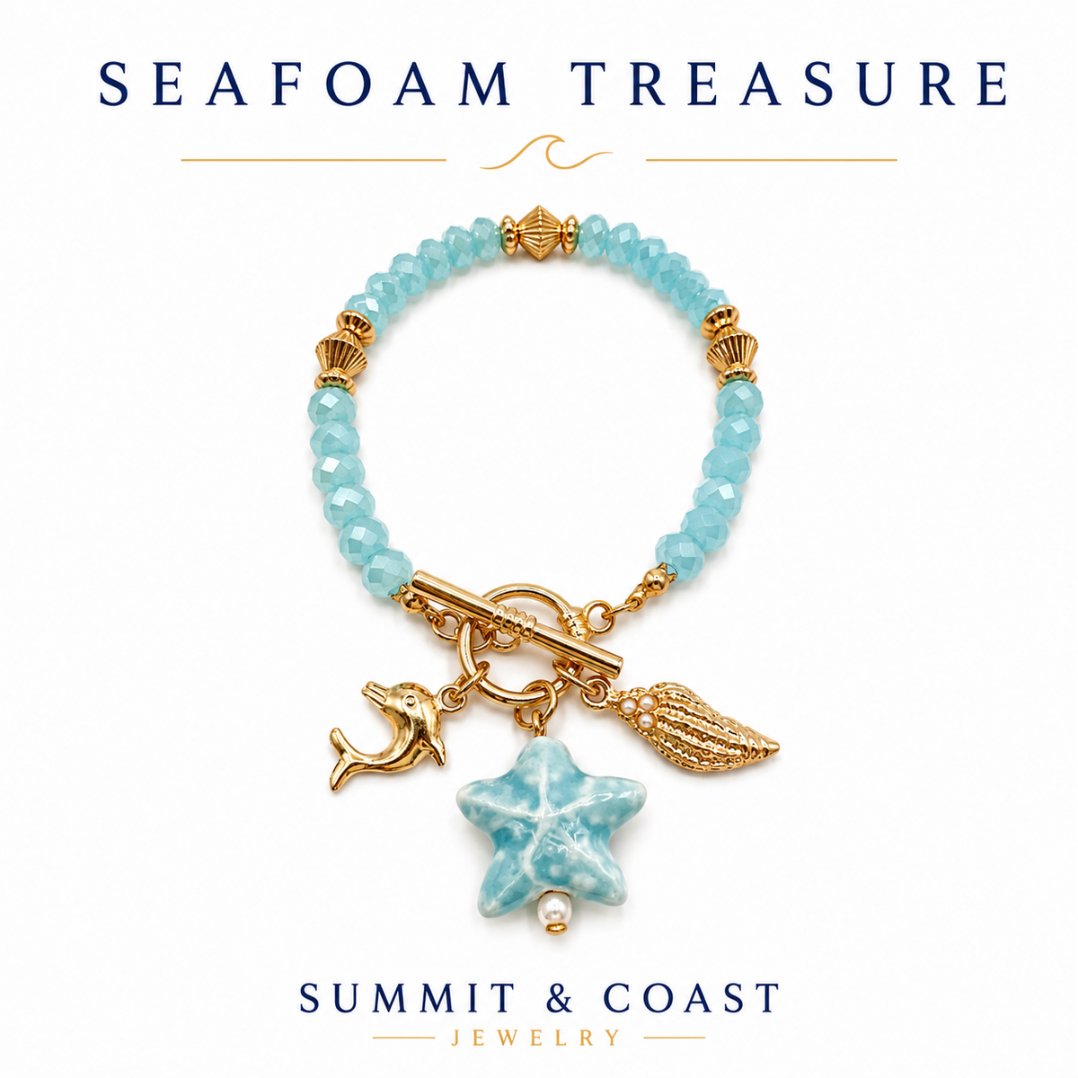 Seafoam Treasure Beaded Charm Bracelet | Summit & Coast