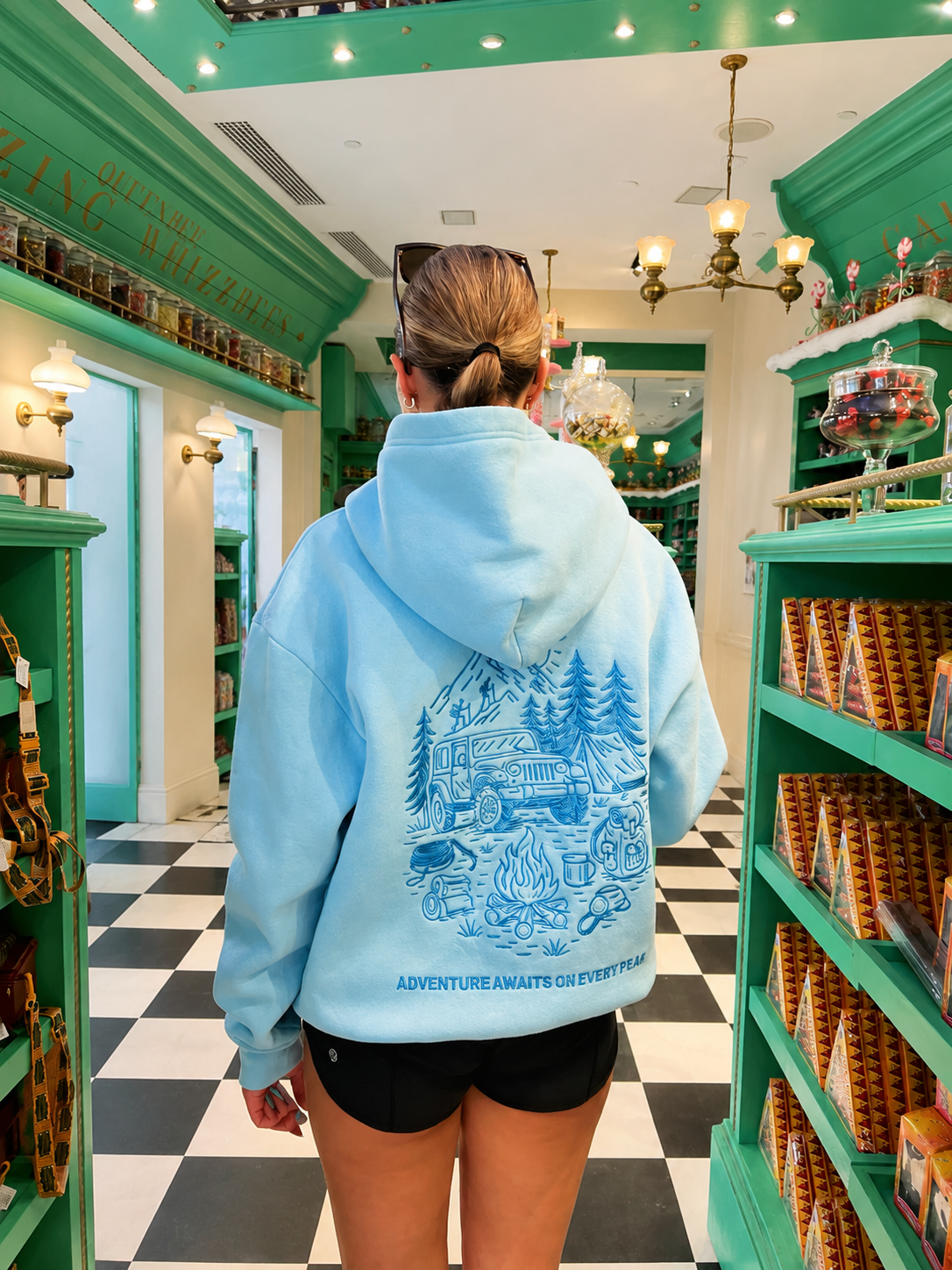 Adventure Awaits on Every Peak Mountain Blue Hoodie | Summit & Coast