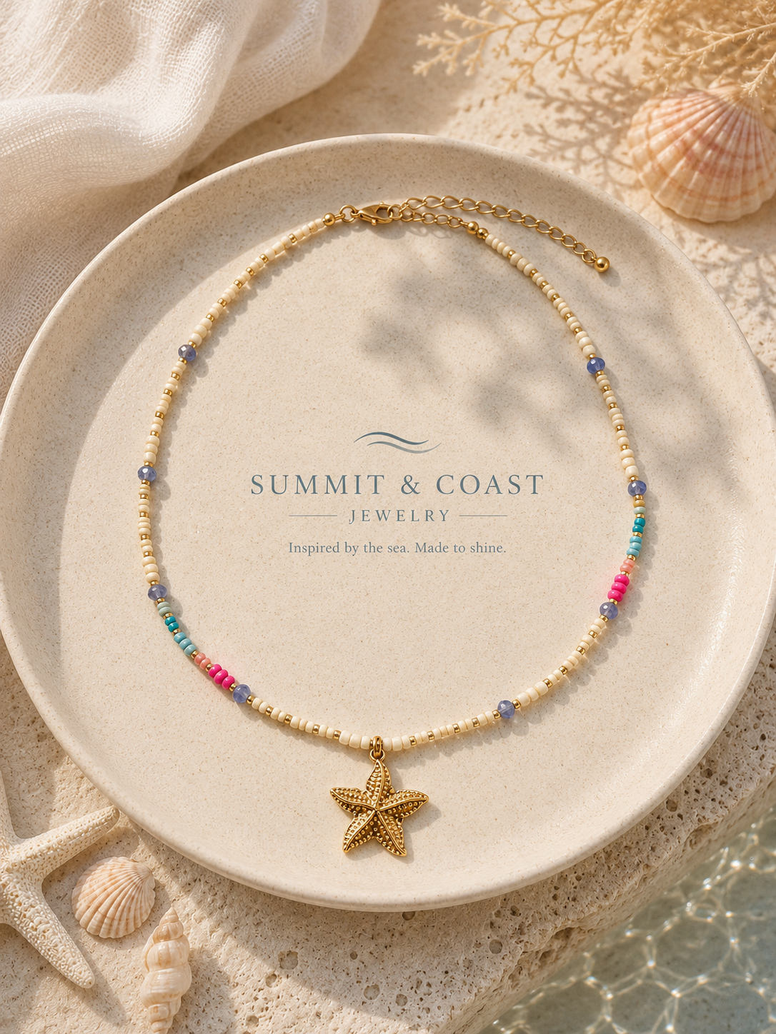 Summer Tide Beaded Starfish Necklace | Summit & Coast
