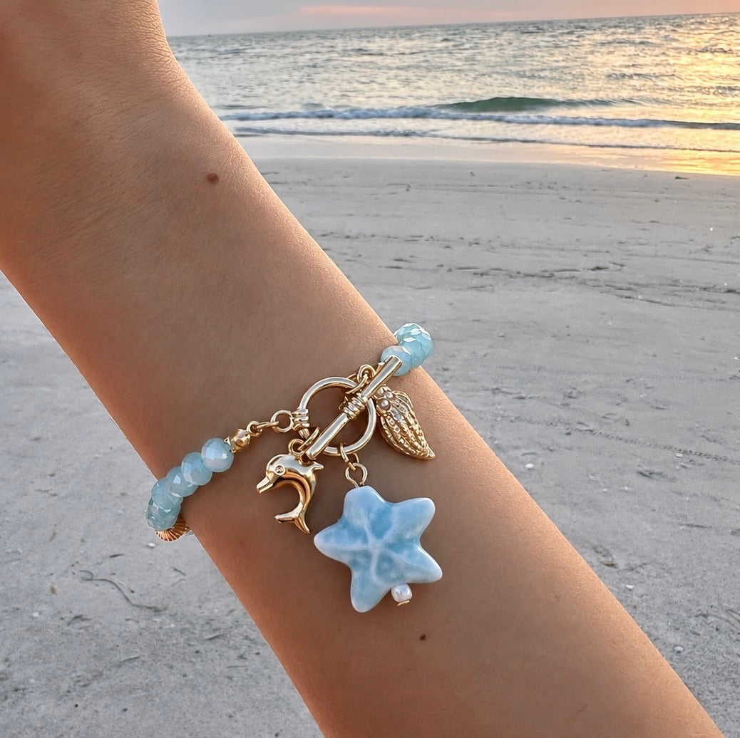 Seafoam Treasure Beaded Charm Bracelet | Summit & Coast