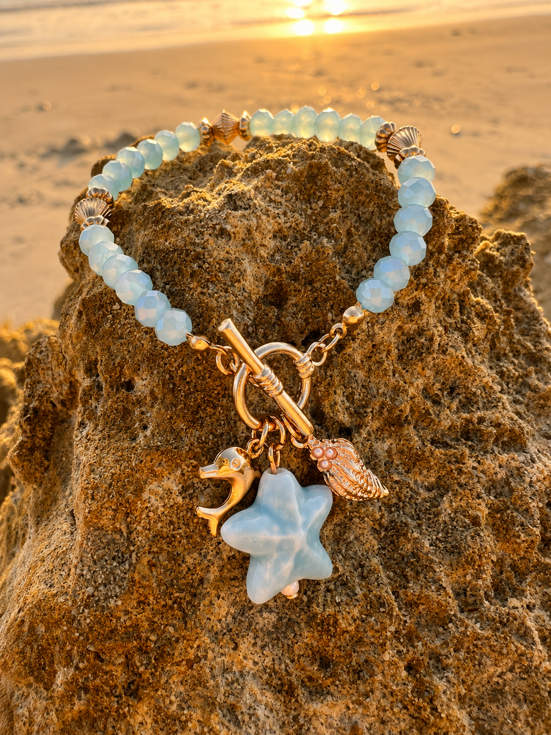 Seafoam Treasure Beaded Charm Bracelet | Summit & Coast