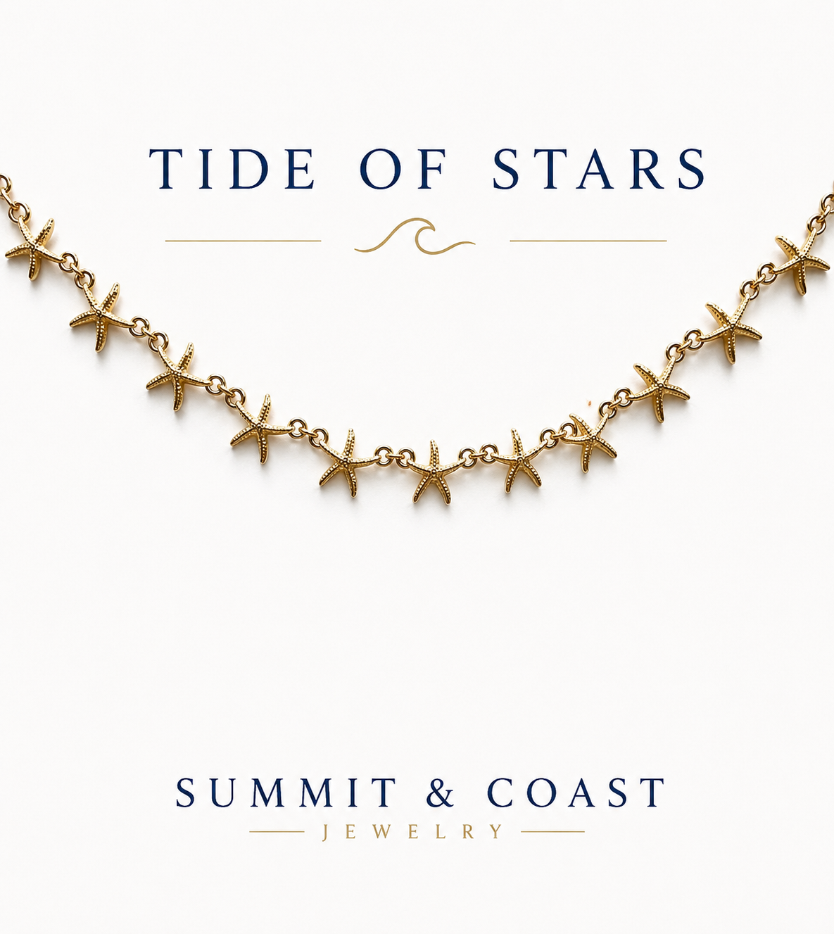 Tide of Stars Starfish Charm Necklace | Adjustable Gold – Summit & Coast