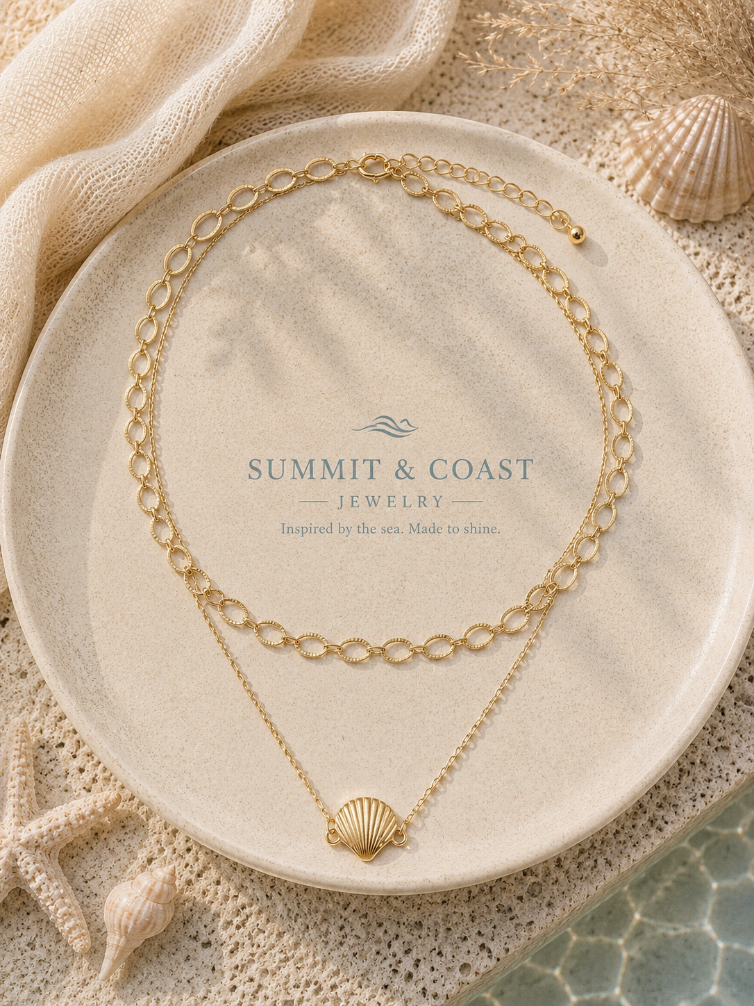 Golden Shore - Layered Shell Pendant Necklace | Summit & Coast