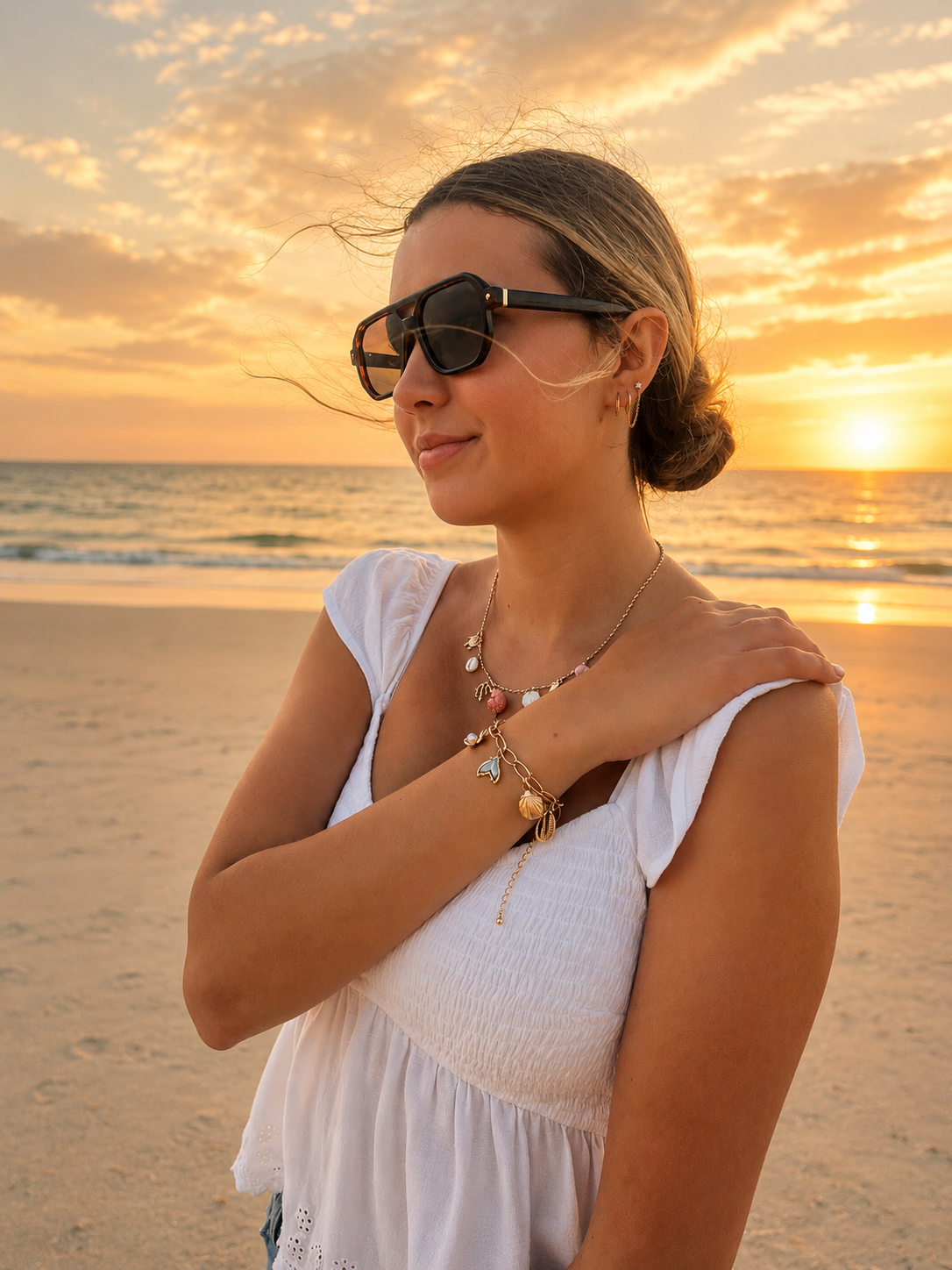 Golden Tide Bracelet | Shell, Pearls & Tail Charm – Summit & Coast