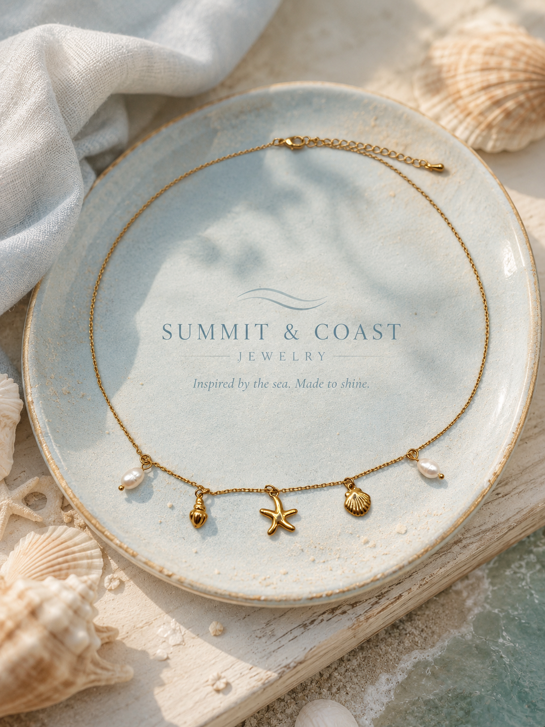 Ocean Treasures Necklace | 18K Gold Coastal Jewelry | Summit & Coast