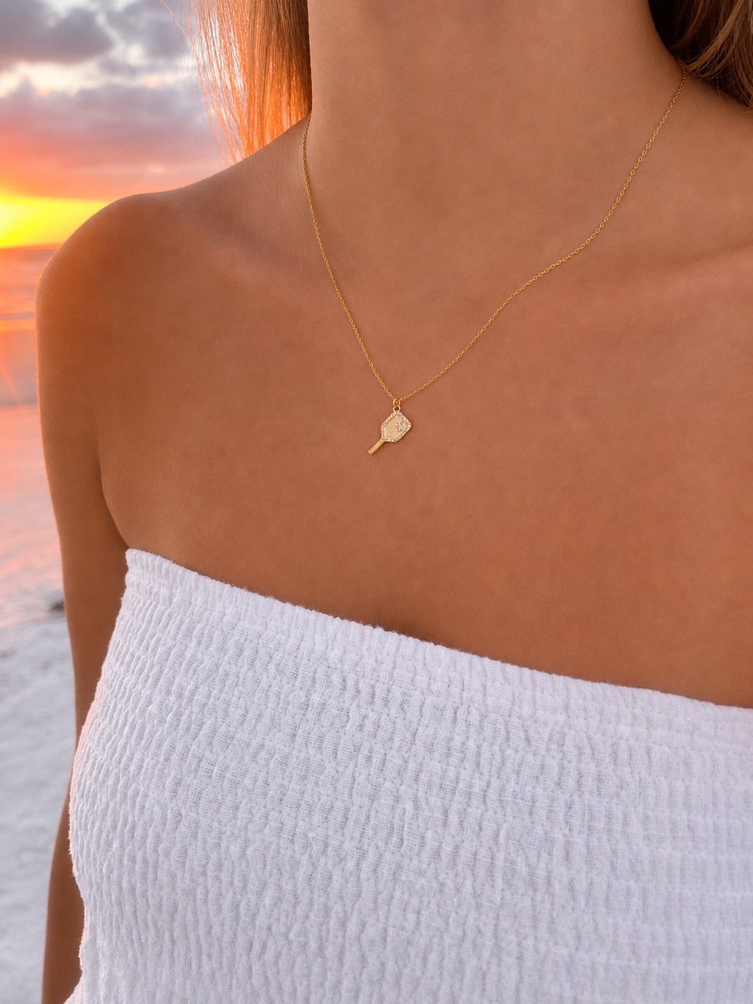 Pickleball Glow Necklace | 18k Gold Paddle Pendant | Summit & Coast
