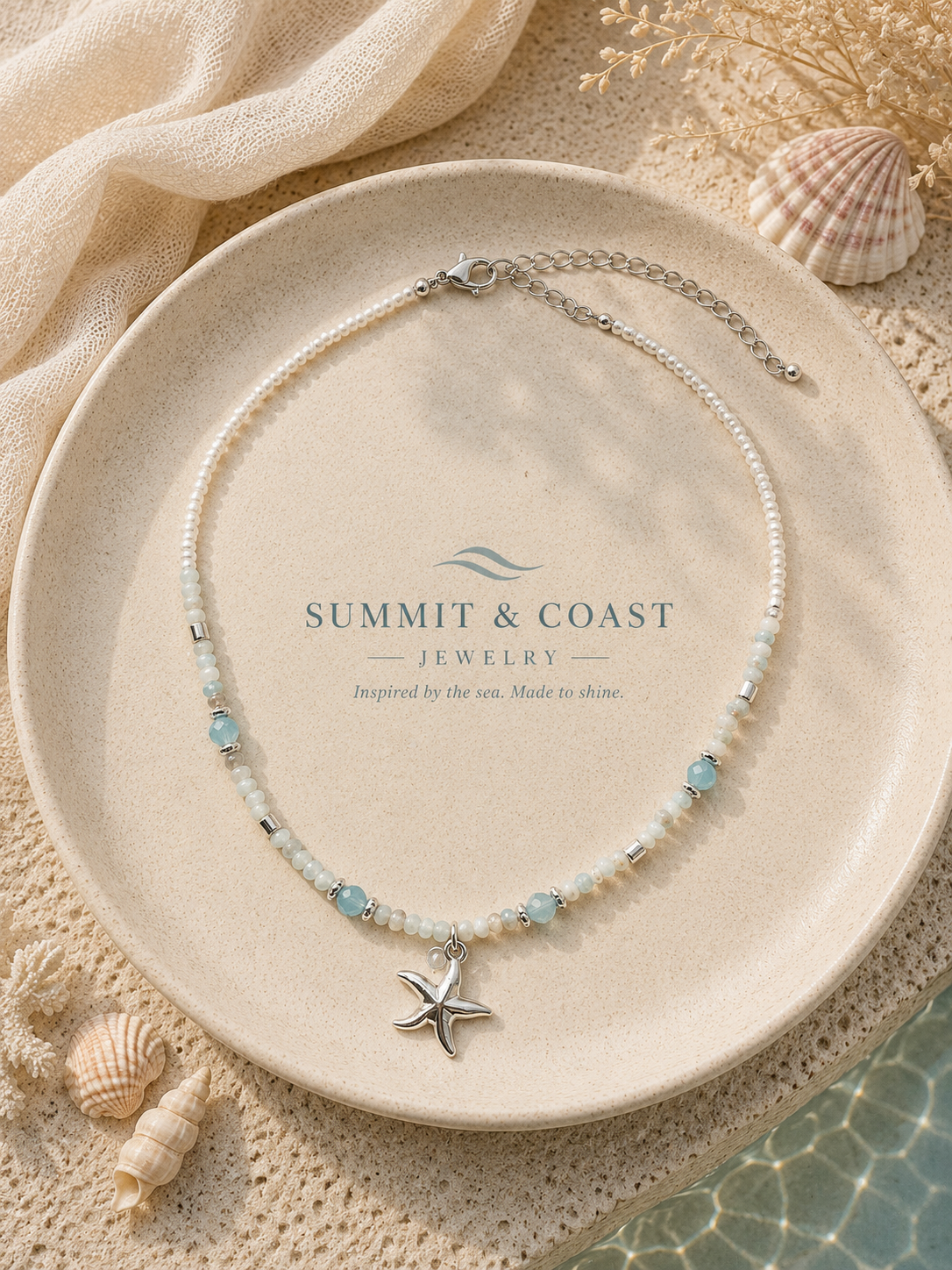 Ocean Drift Beaded Starfish Charm Necklace | Summit & Coast